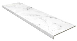 Peldaño recto cerámico 120cm Marble Carrara blanco Gres Aragon