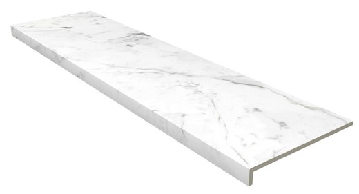 Peldaño recto cerámico 120cm Marble Carrara blanco Gres Aragon