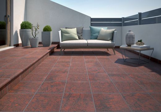 Pavimento gres extrusionado 33x33 cm Jasper rojo  Gres de Aragon