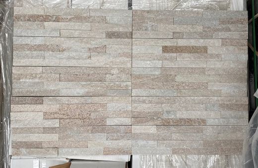 Caixa de pedra natural pré-montada, linear, creme, Polar Galician Stones
