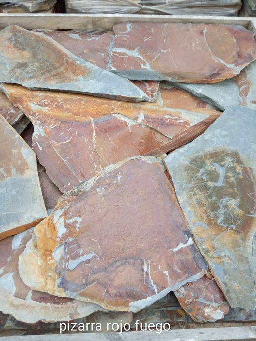 Palete de ardósia irregular, pedras galegas vermelhas de fogo